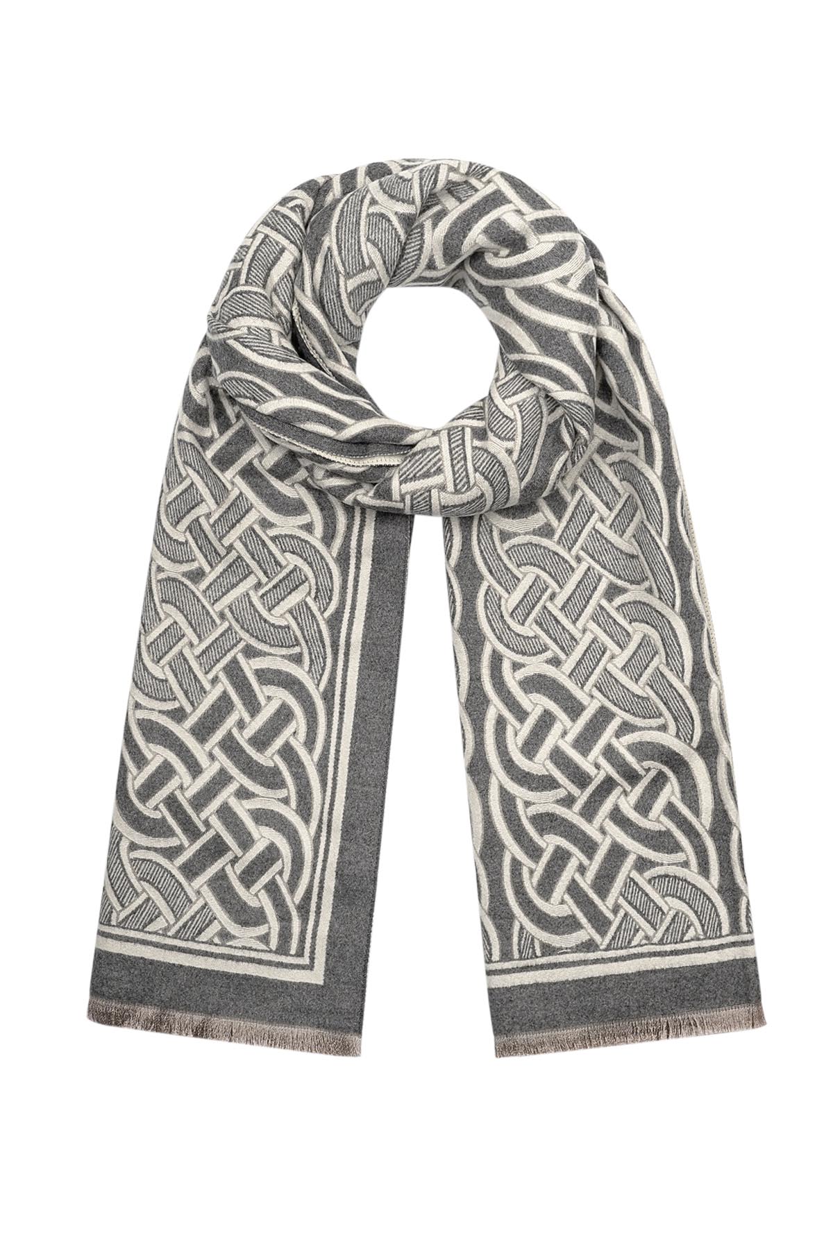 Sjaal met luxueuse print - grijs h5 