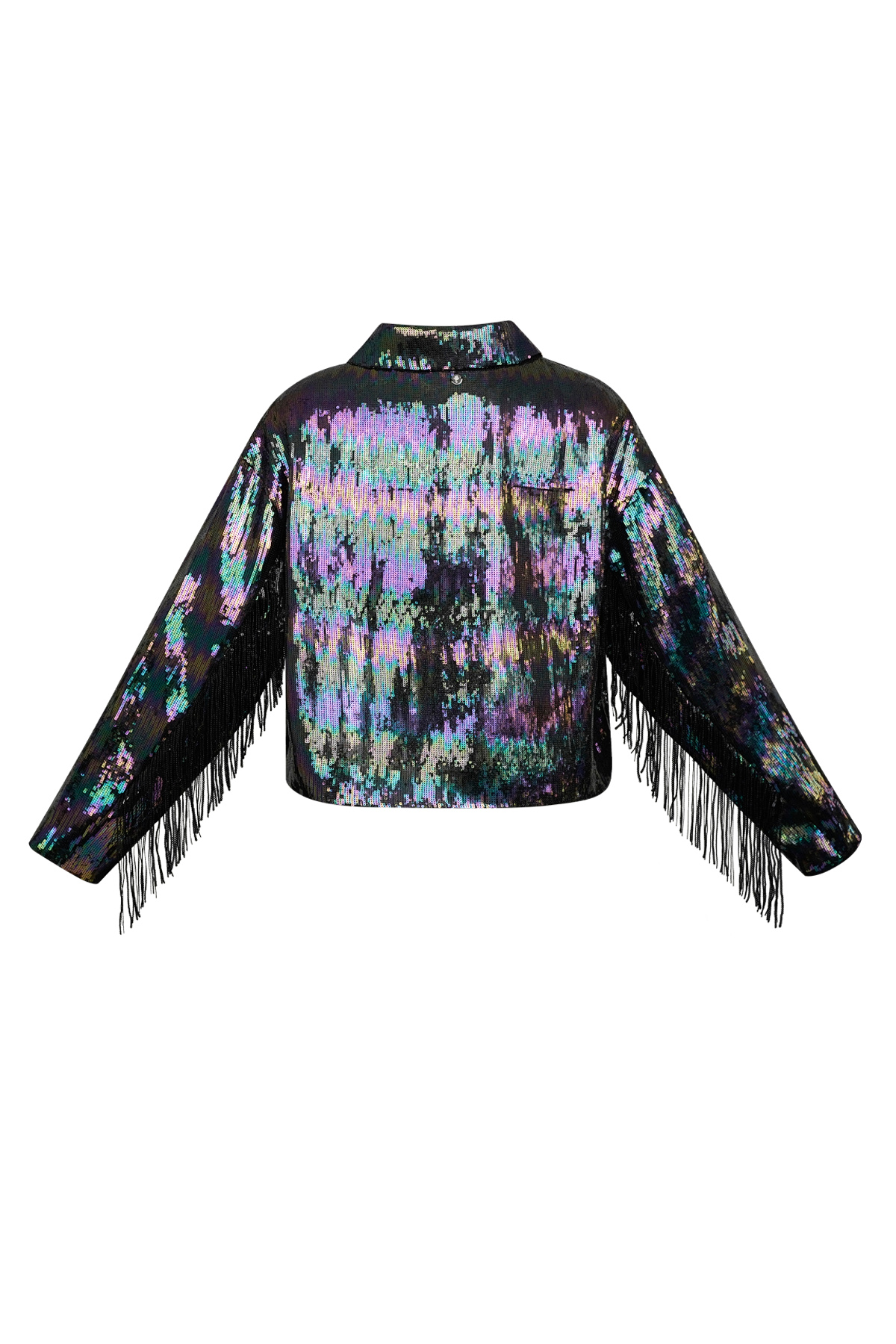 Coat with sequins and fringes - black multi - L h5 Picture7