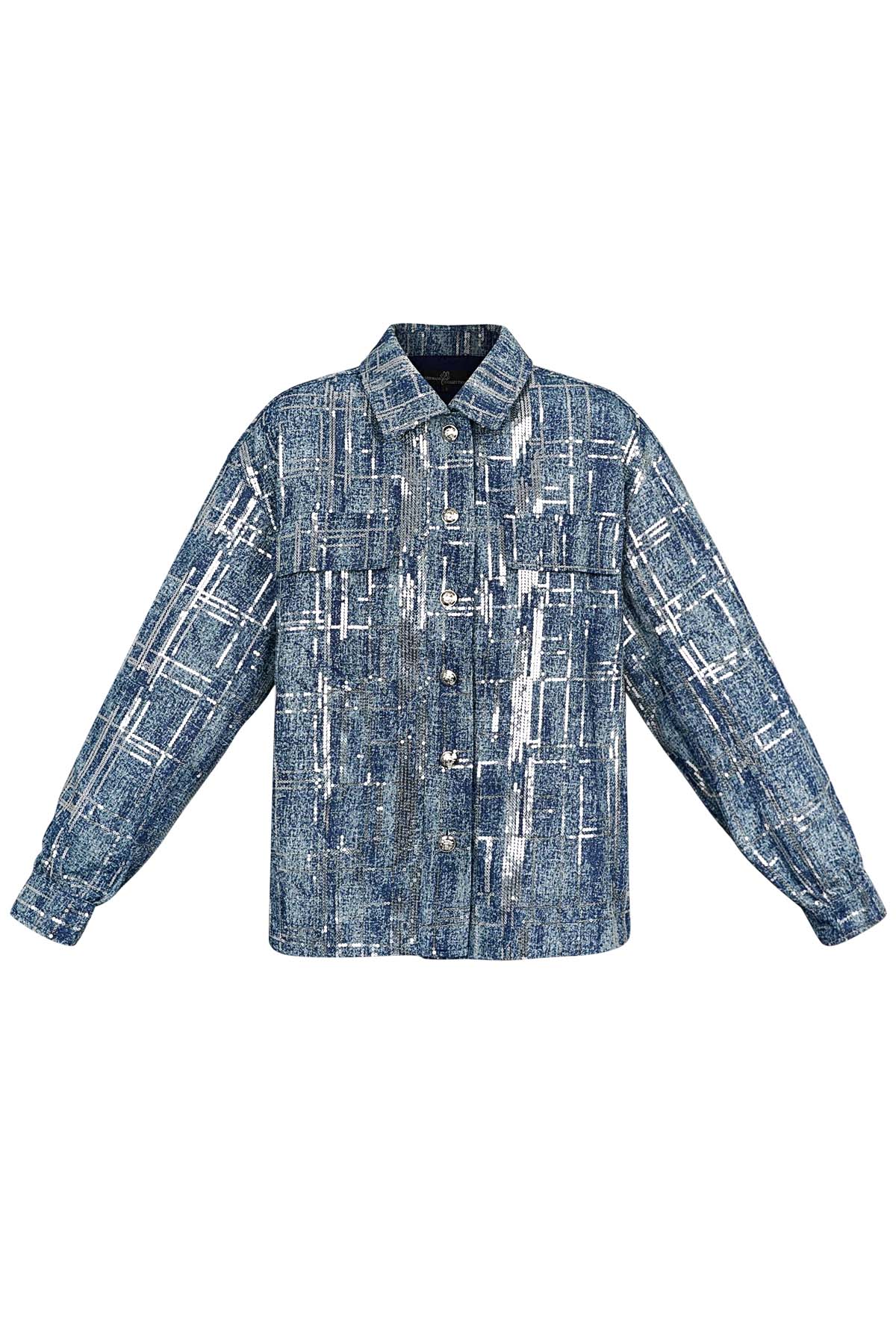 Jacket denim look with sequins - blue - S h5 