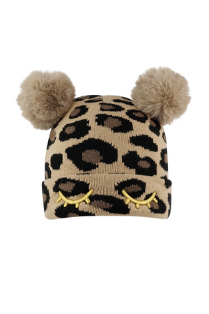 Kids - leopard print hat with balls h5 