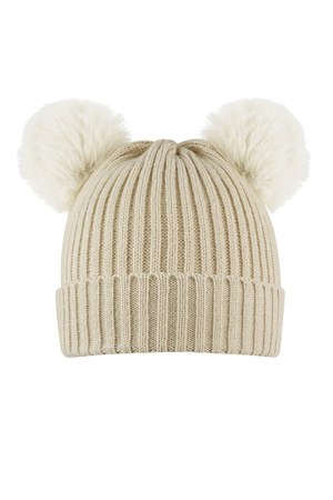 Adult - basic hat with beige balls h5 