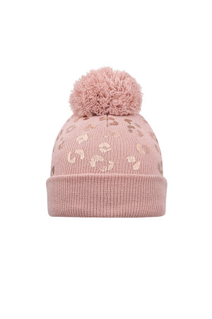 Mütze mit Tigerprint und Bommel für Kinder – rosa h5 
