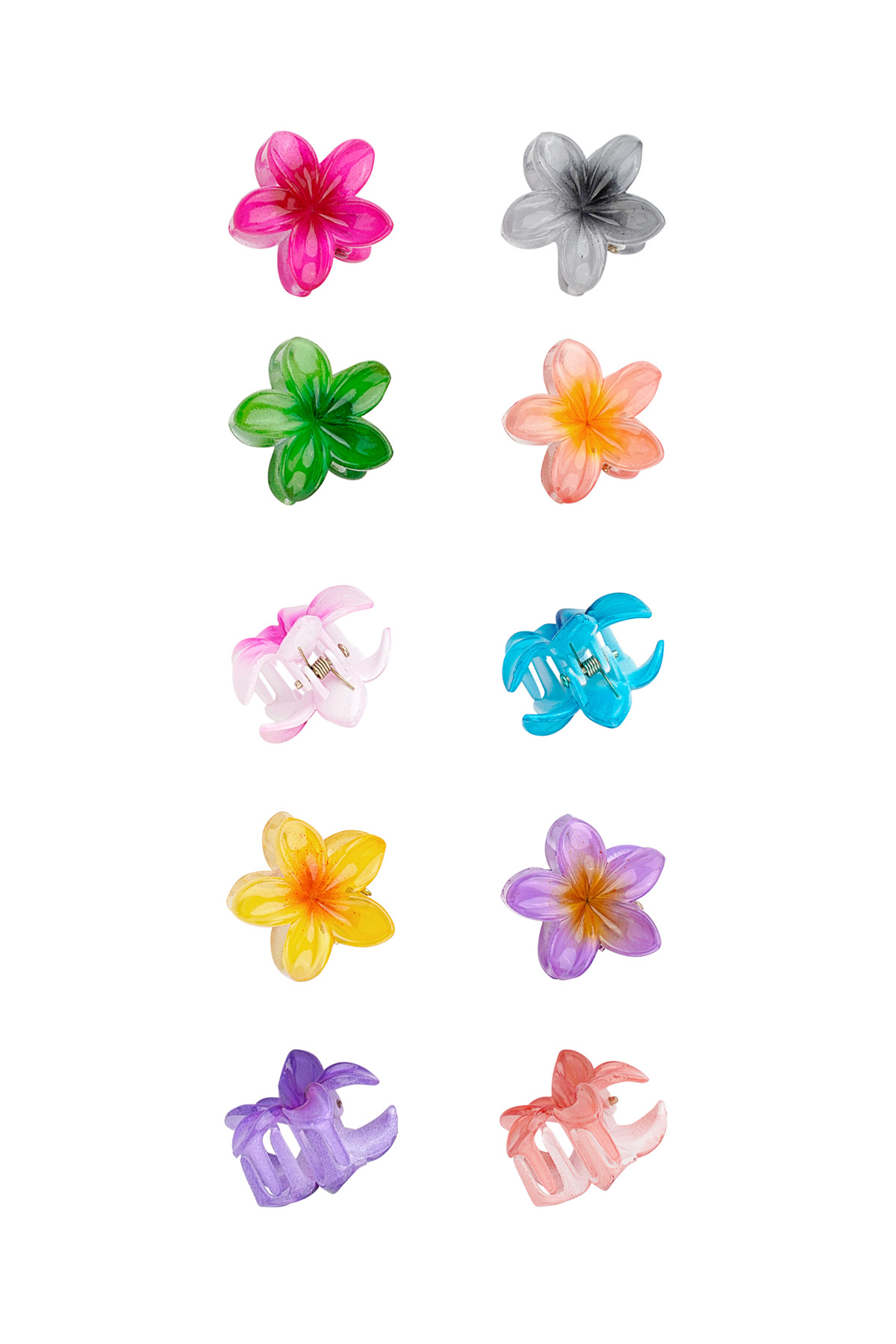 Set of hair clips Hawaii flowers - multi