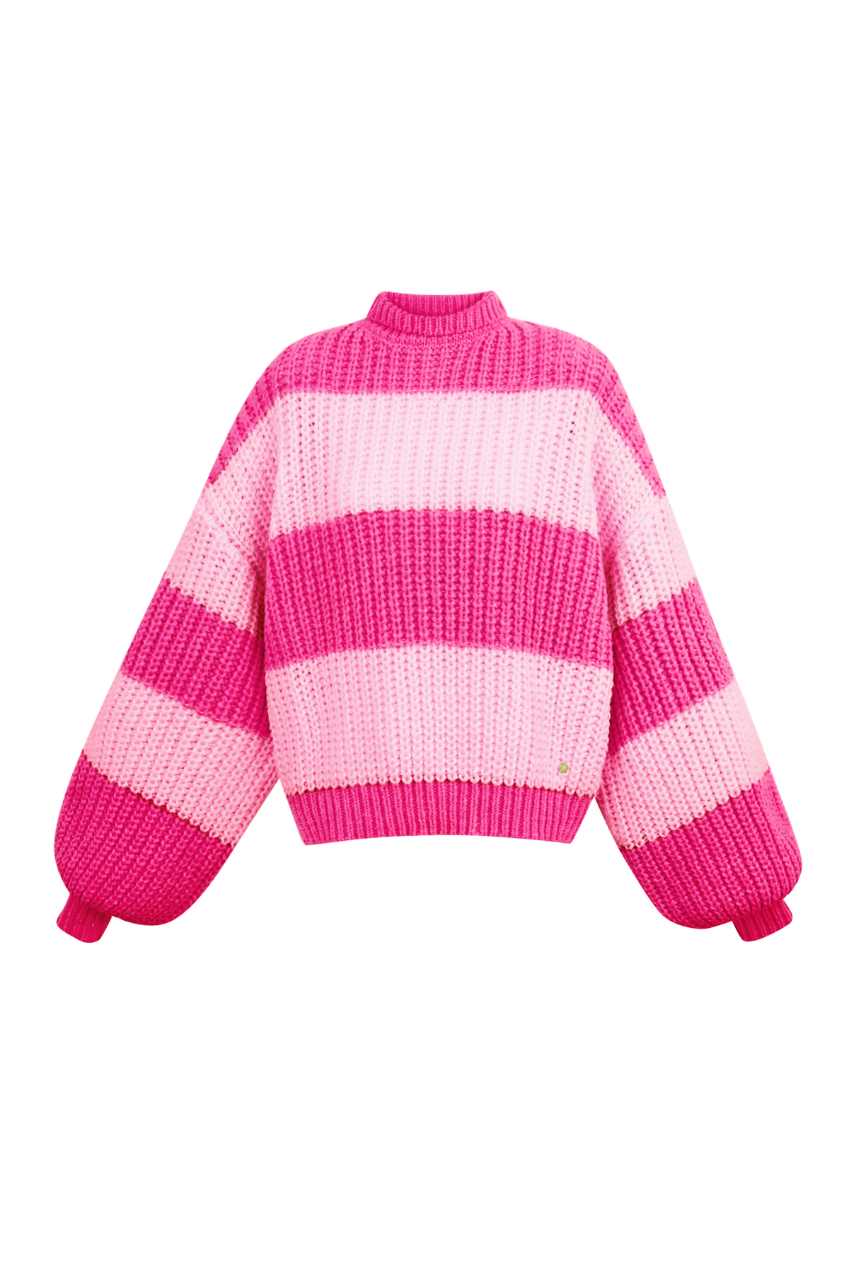 Warm knitted striped sweater - pink