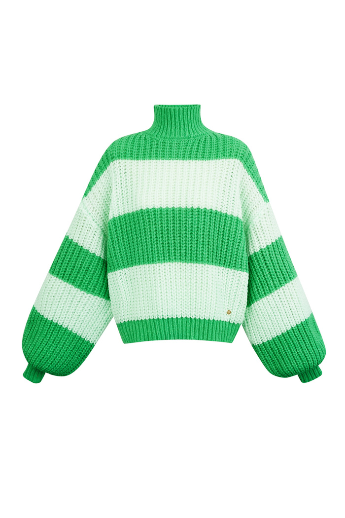 Warm knitted striped sweater - green Picture7