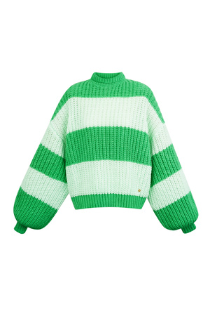 Warm knitted striped sweater - green h5 