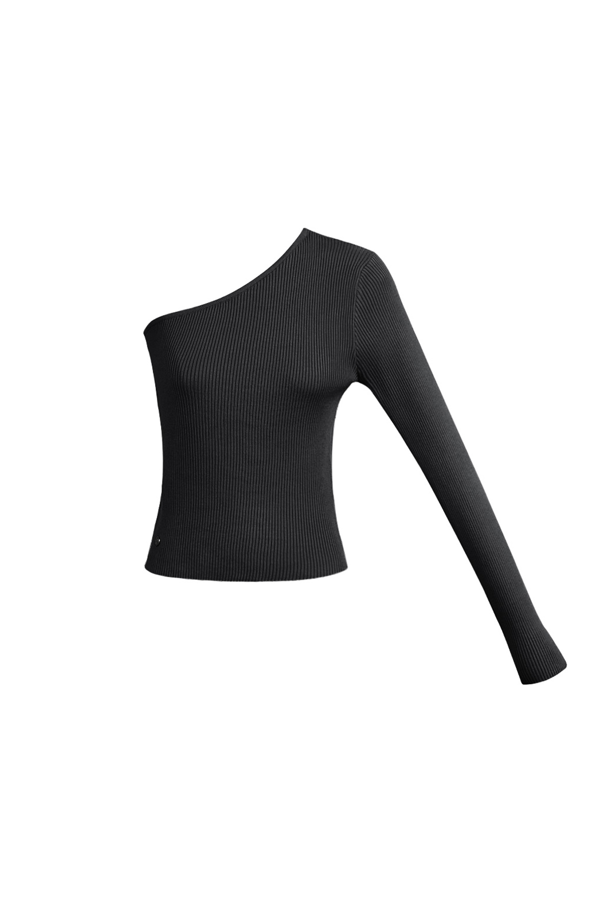 Warmes gestricktes One-Shoulder-Top – schwarz 
