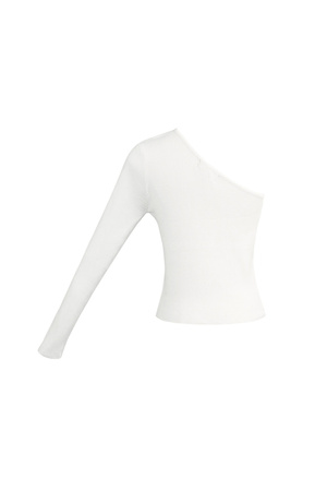 Warm knitted one-shoulder top - white h5 Picture7