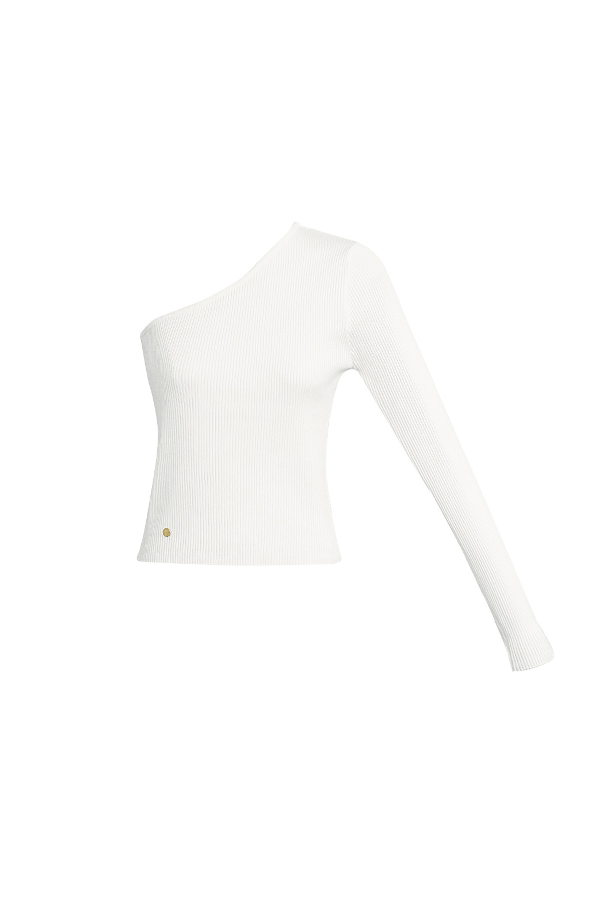 Warm knitted one-shoulder top - white