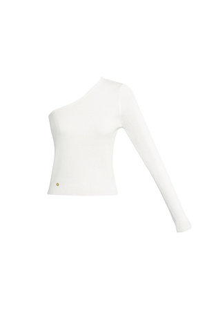 Warm knitted one-shoulder top - white h5 