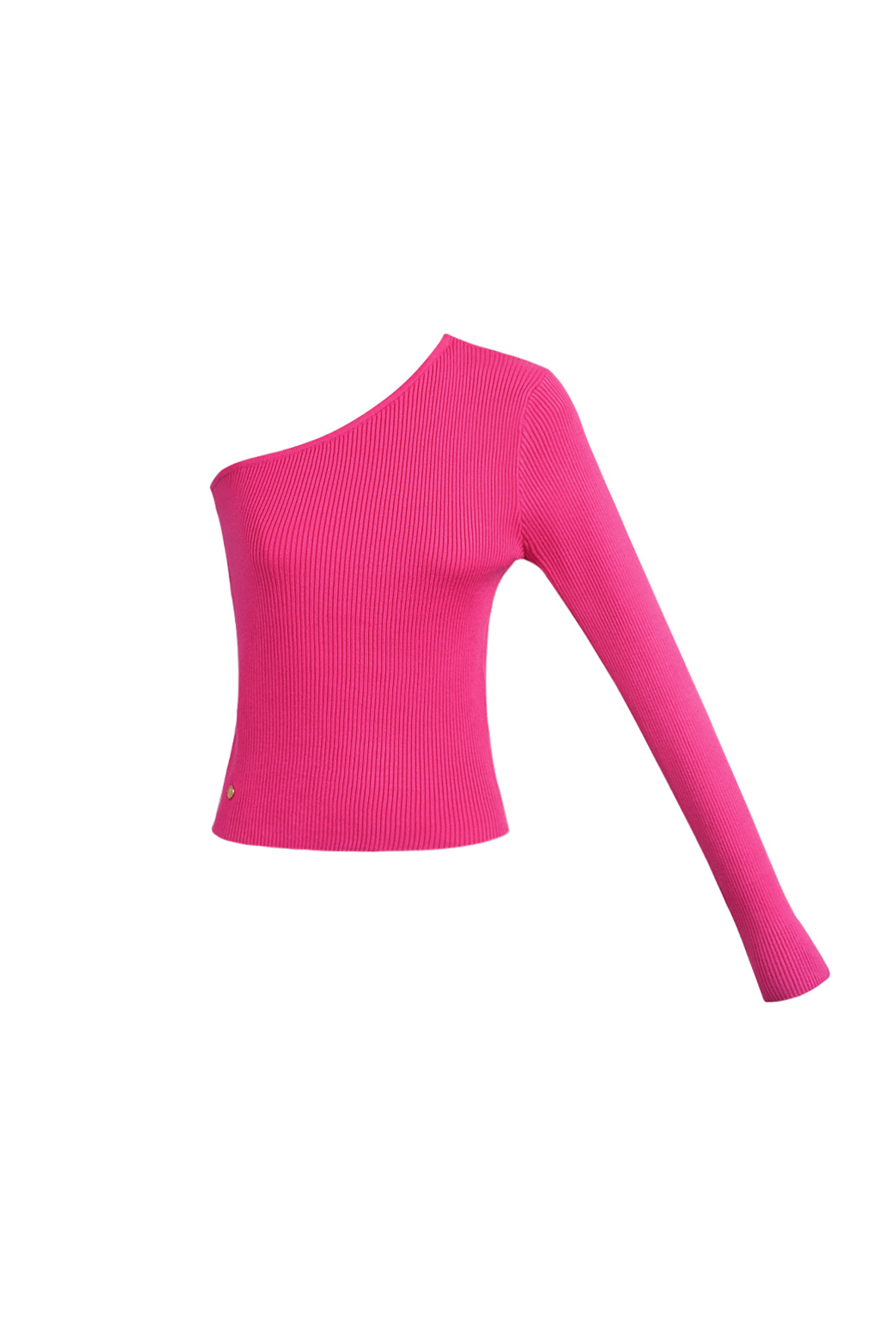 Warm knitted one-shoulder top - fuchsia