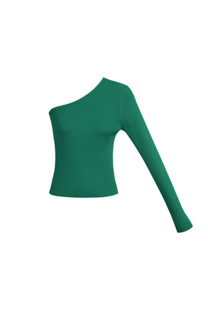 Warm knitted one-shoulder top - green h5 