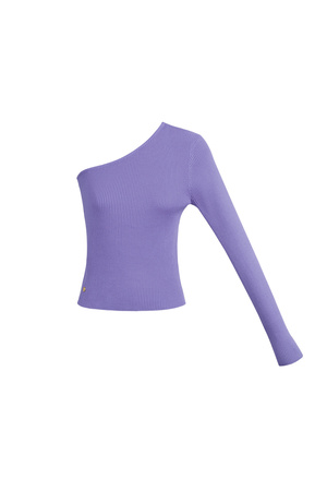 Warm knitted one-shoulder top - purple h5 