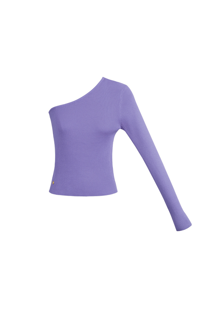 Warm knitted one-shoulder top - purple 