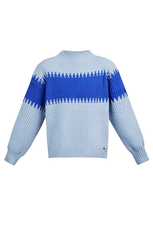 Pull tricoté grandes rayures - bleu h5 