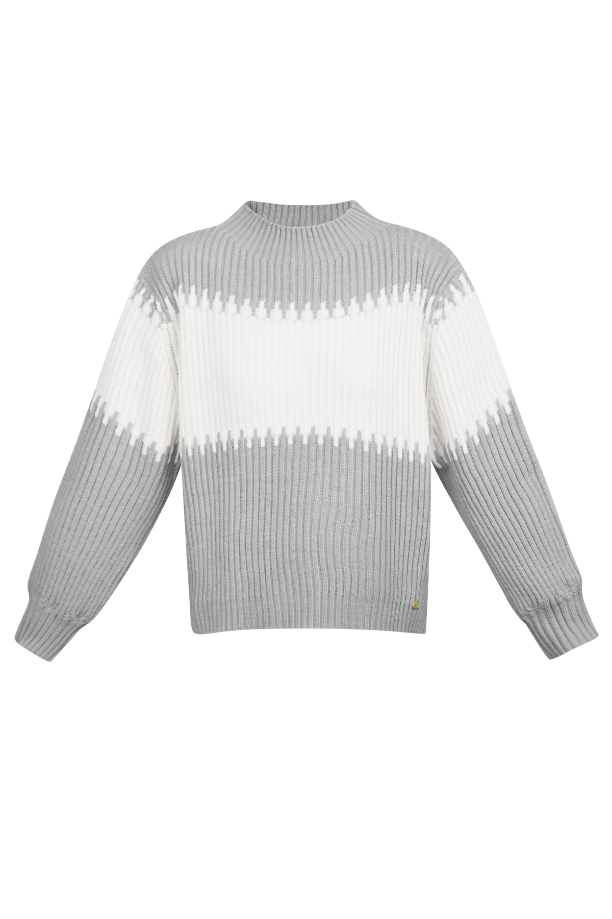 Gestrickter Pullover mit großen Streifen – grau