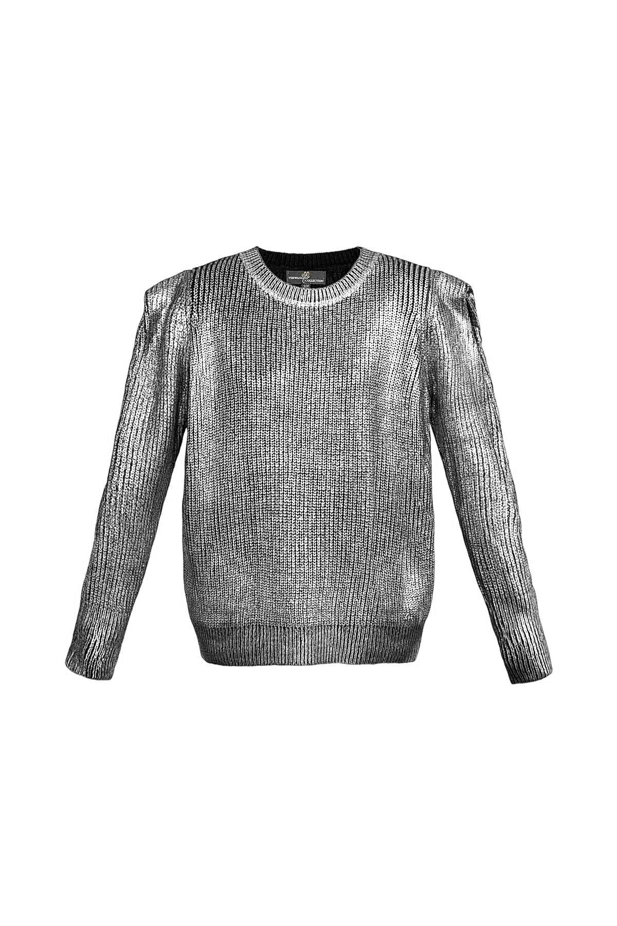 Knitted metallic city sweater - black silver
