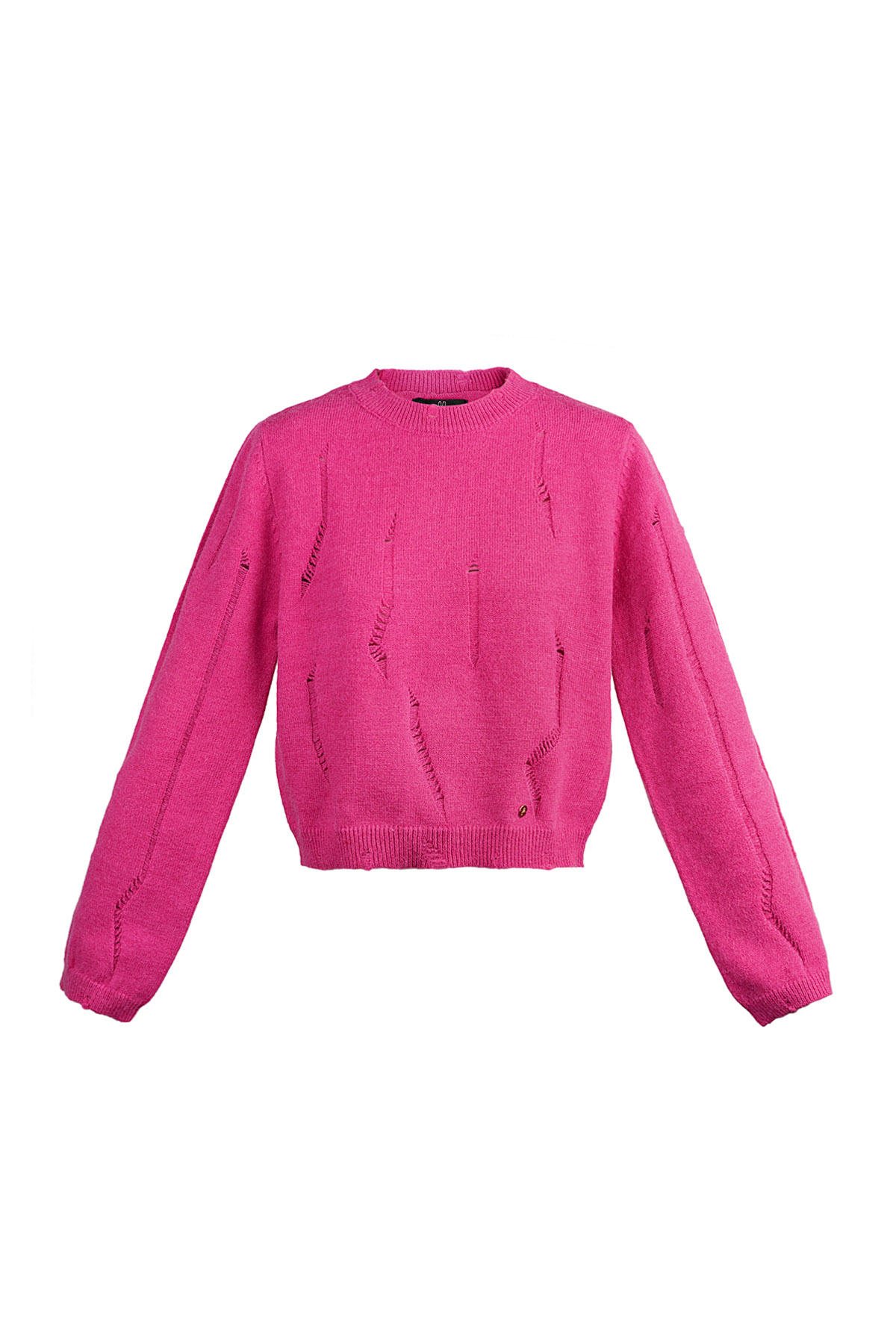 Knitted sweater with tears - pink