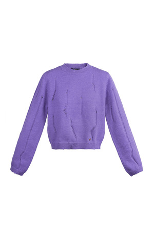 Knitted sweater with tears - purple h5 