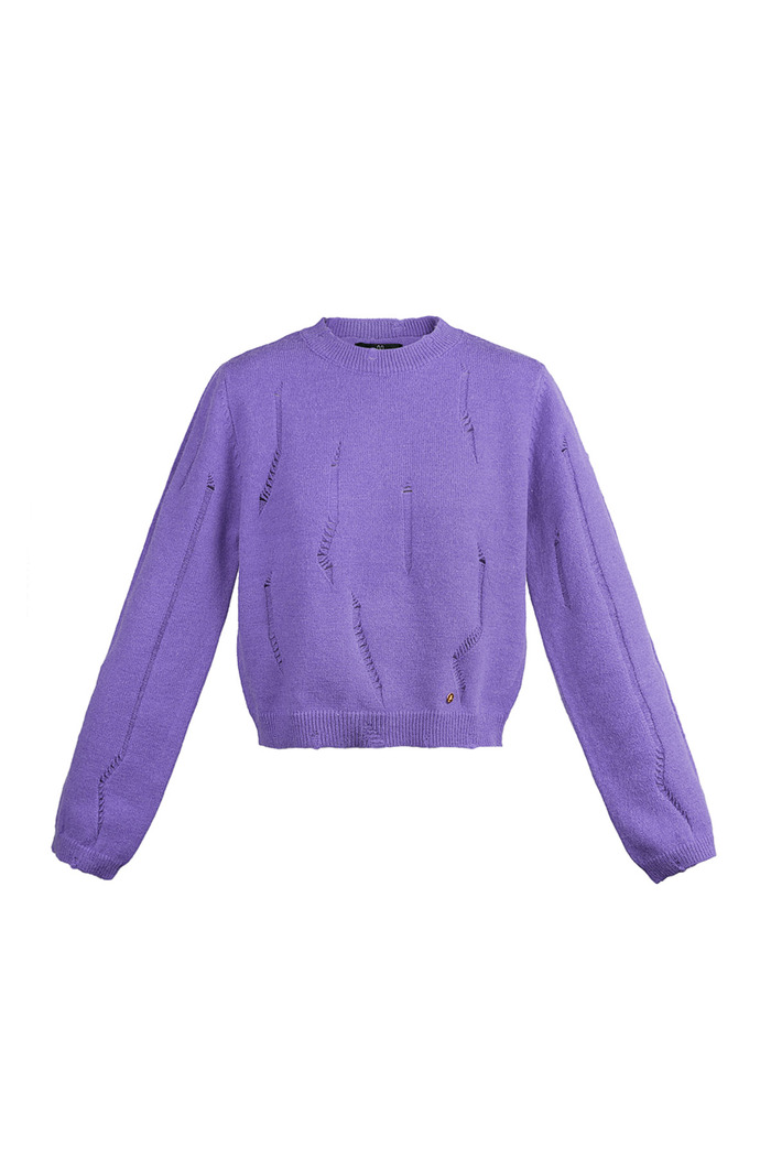 Knitted sweater with tears - purple 