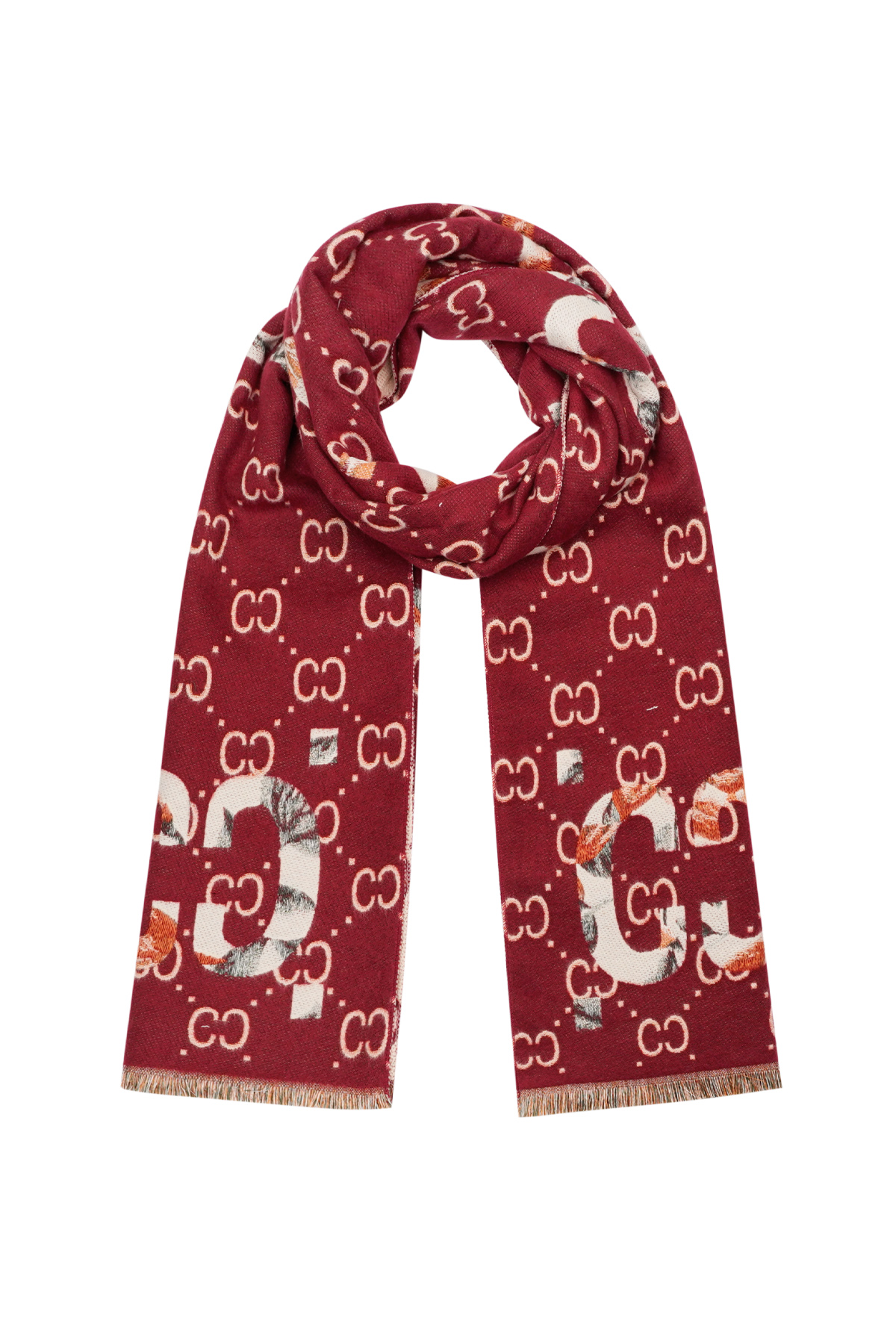 Winter scarf with c-print - red