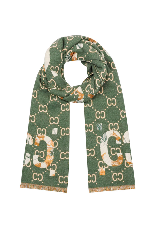 Winter scarf with c-print - green