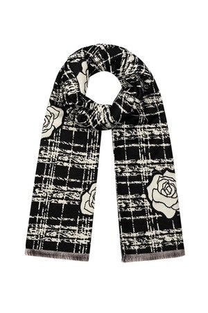Winter scarf with rose detail - black h5 
