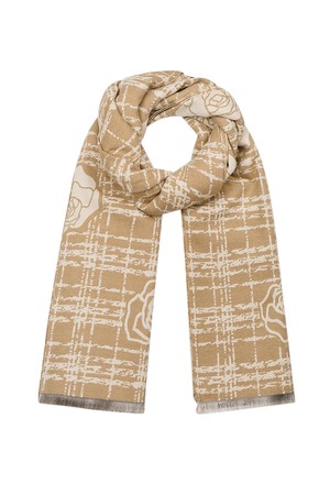 Winter scarf with rose detail - beige h5 