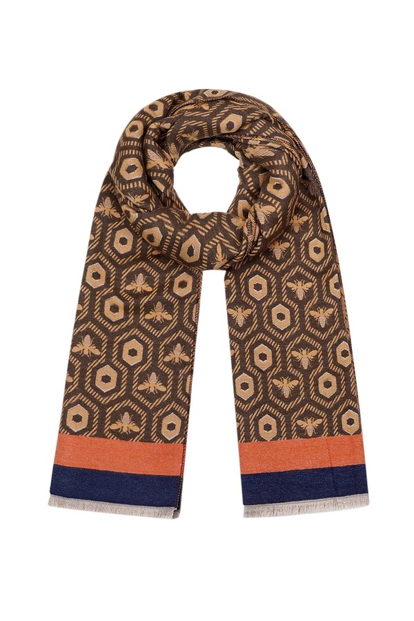 Winter scarf with bees - orange