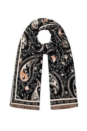 Sjaal met paisley print - zwart multi h5 