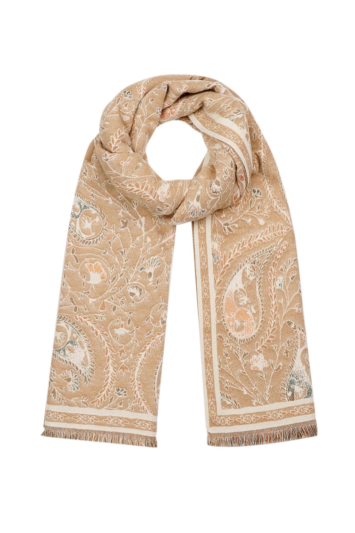 Scarf with paisley print - beige h5 