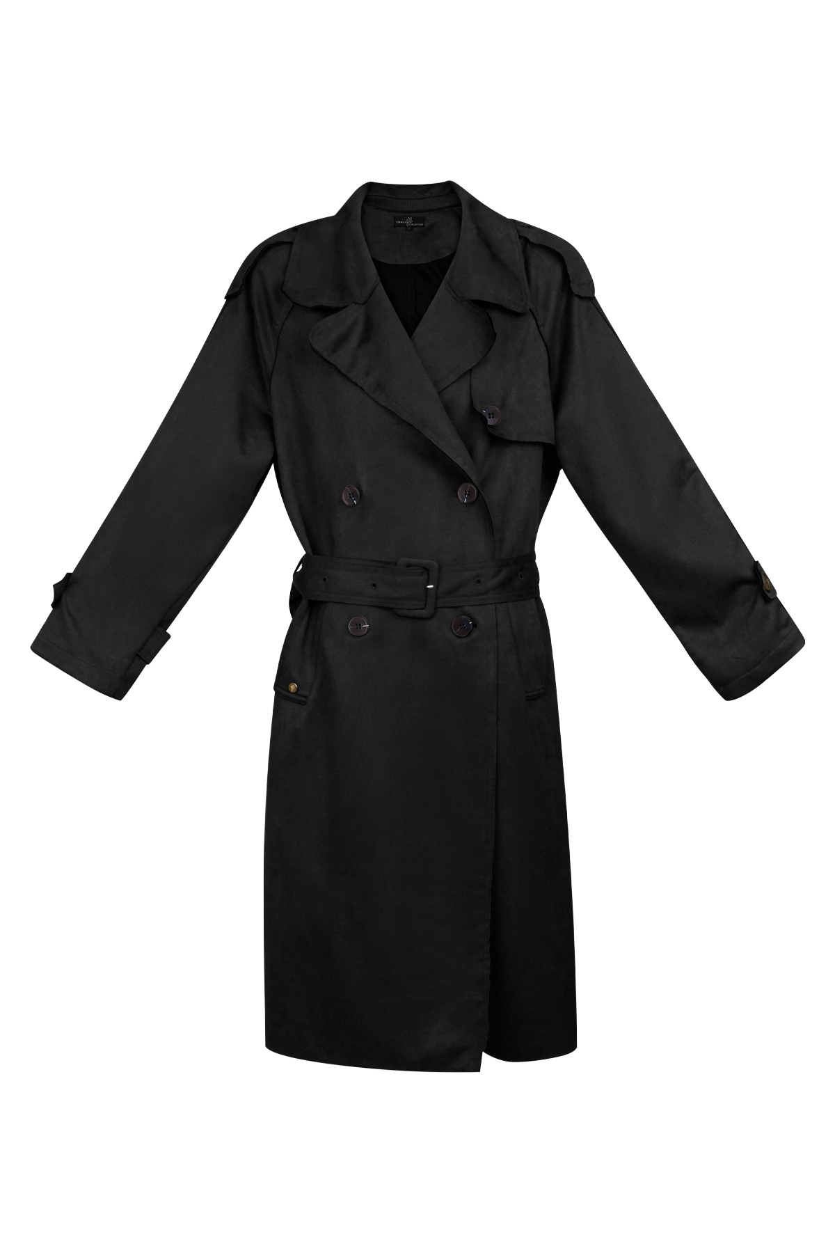 Classic trench coat suede - black S h5 