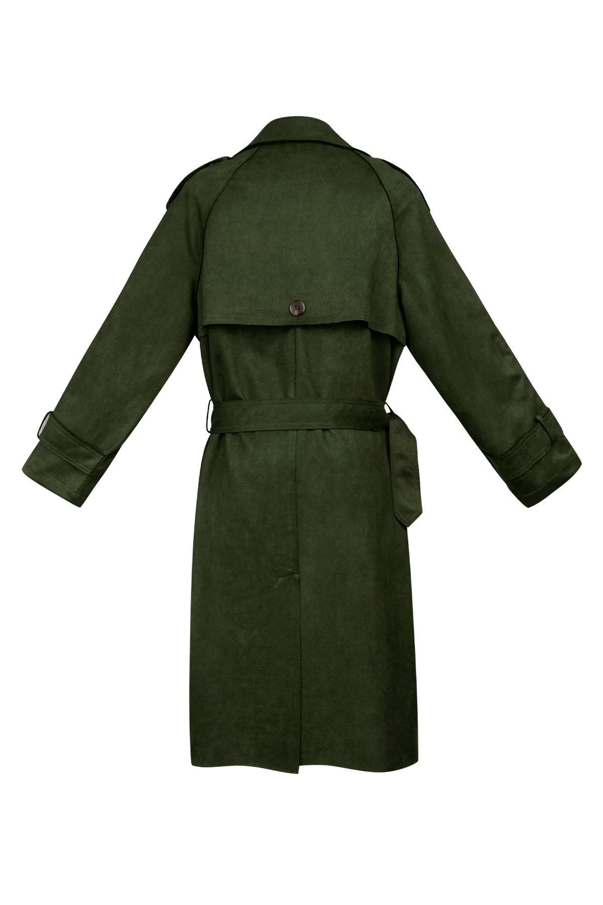 Classic trench coat suede - green L h5 Picture7