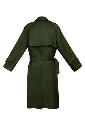 Classic trench coat suede - green S h5 Picture7