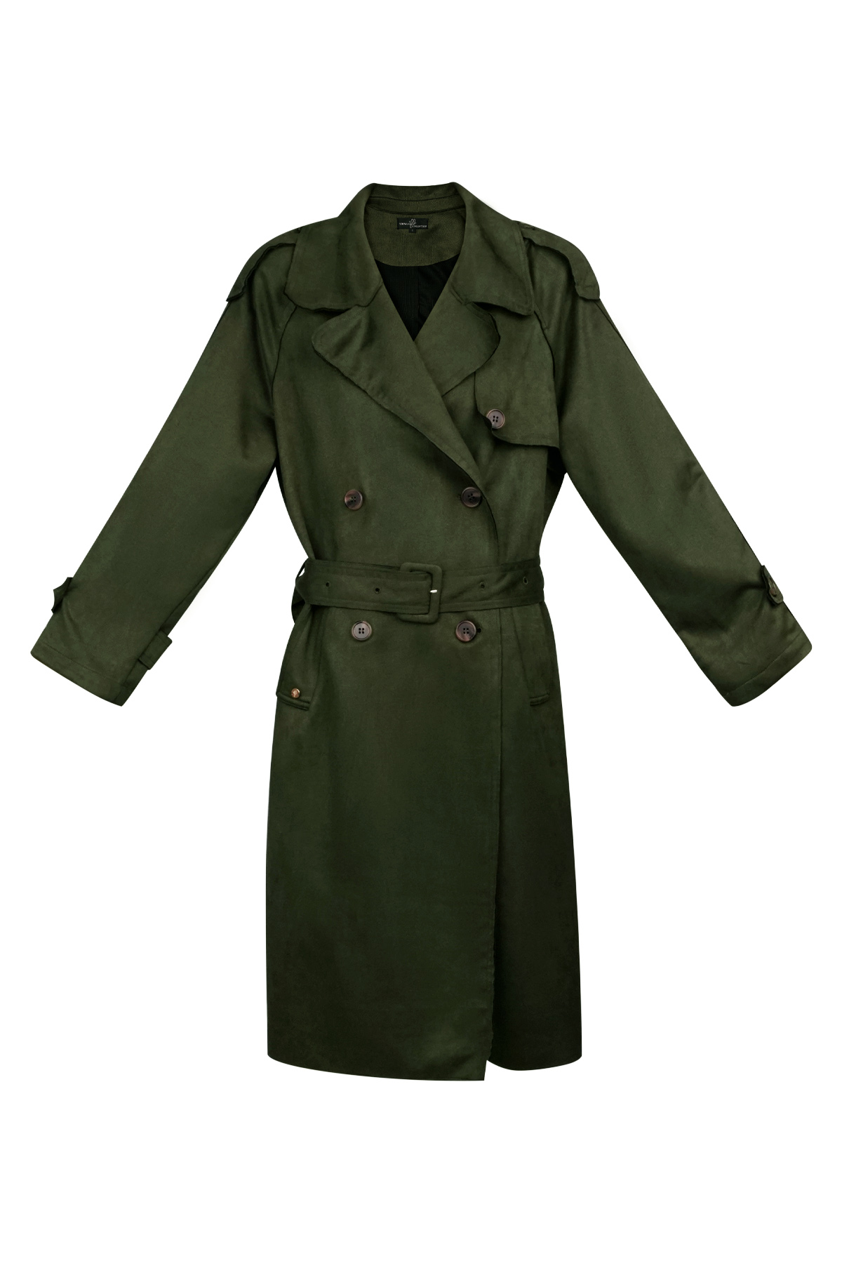 Klassischer Trenchcoat aus Wildleder – grün L h5 