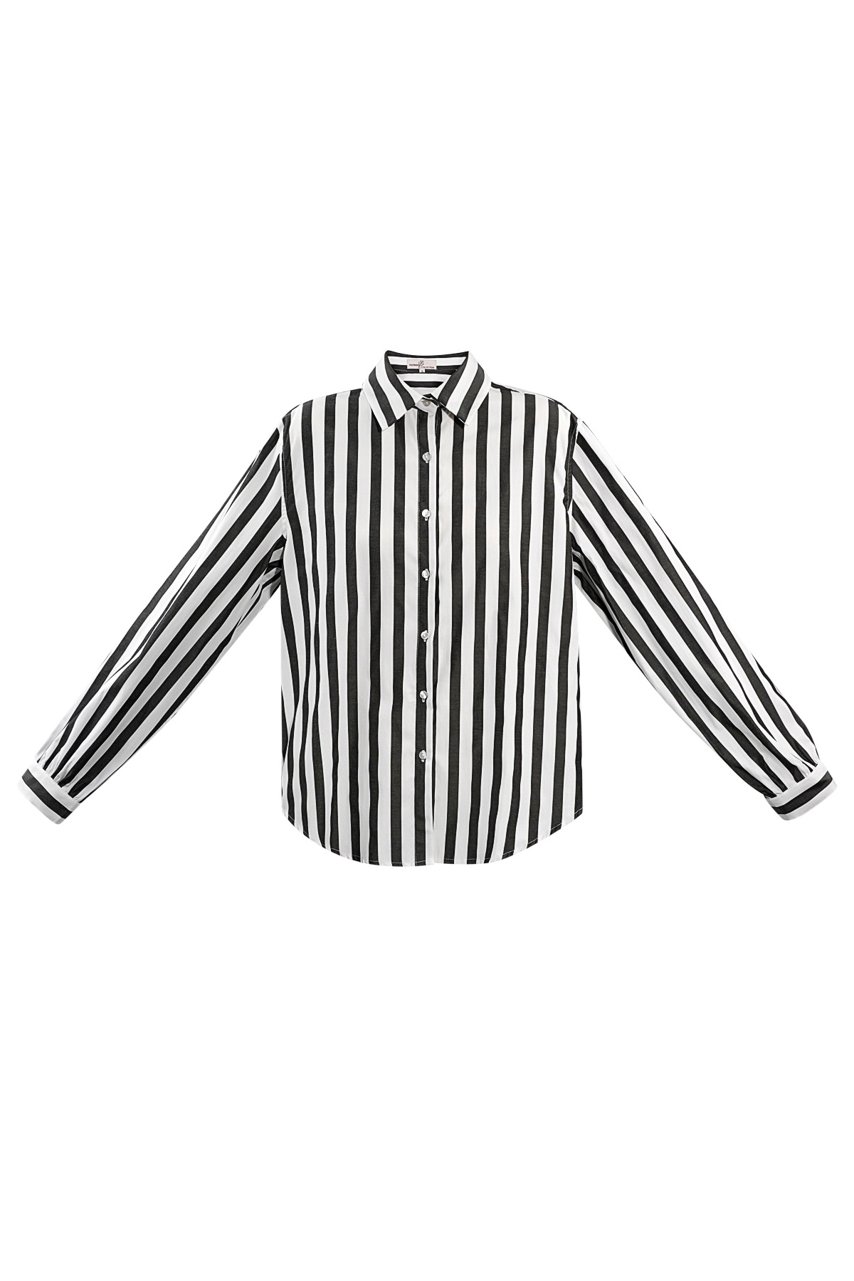 Çizgili gündelik bluz - siyah beyaz h5 