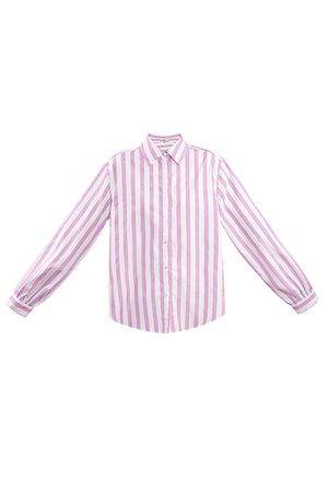 Gestreepte casual blouse - roze h5 