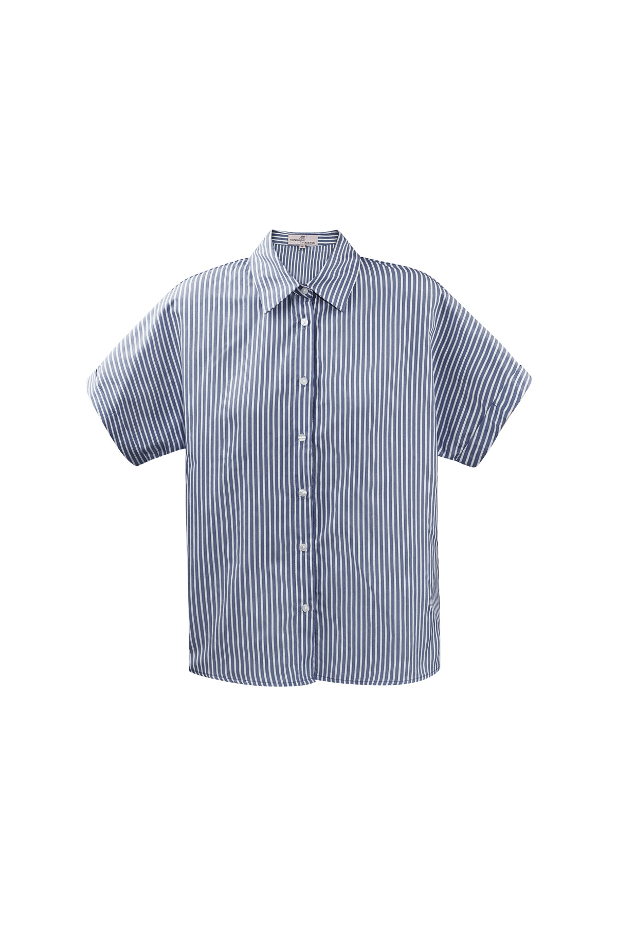 Gestreepte blouse met korte mouwen - blauw 