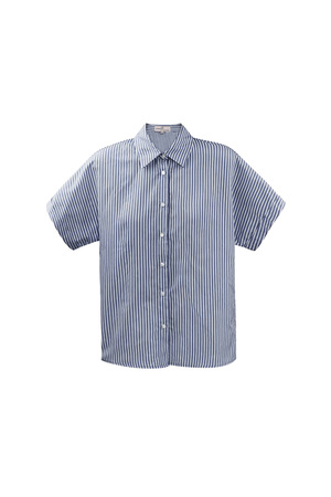 Gestreepte blouse met korte mouwen - blauw  h5 