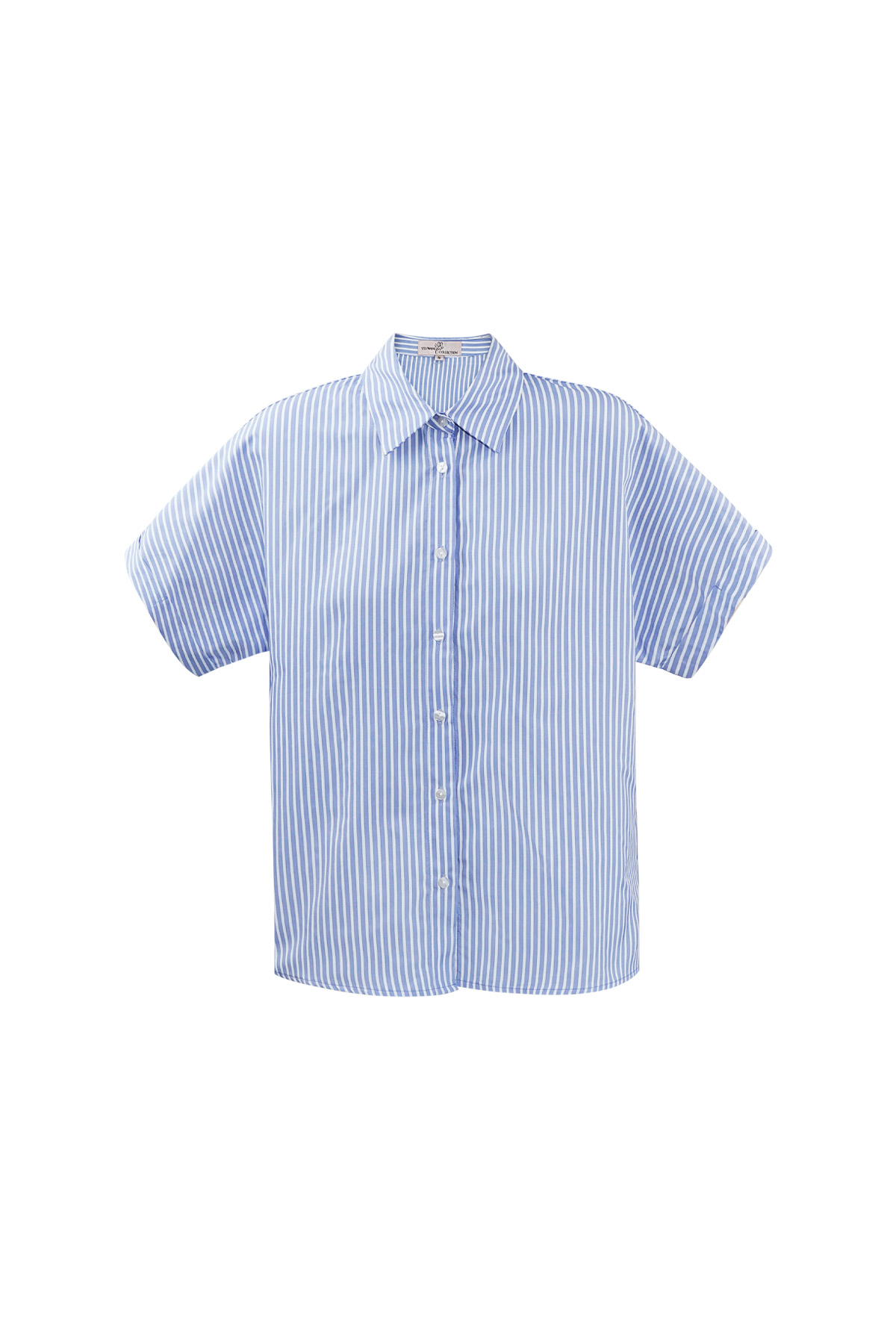 Gestreepte blouse met korte mouwen - lichtblauw 