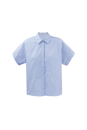 Gestreepte blouse met korte mouwen - lichtblauw  h5 