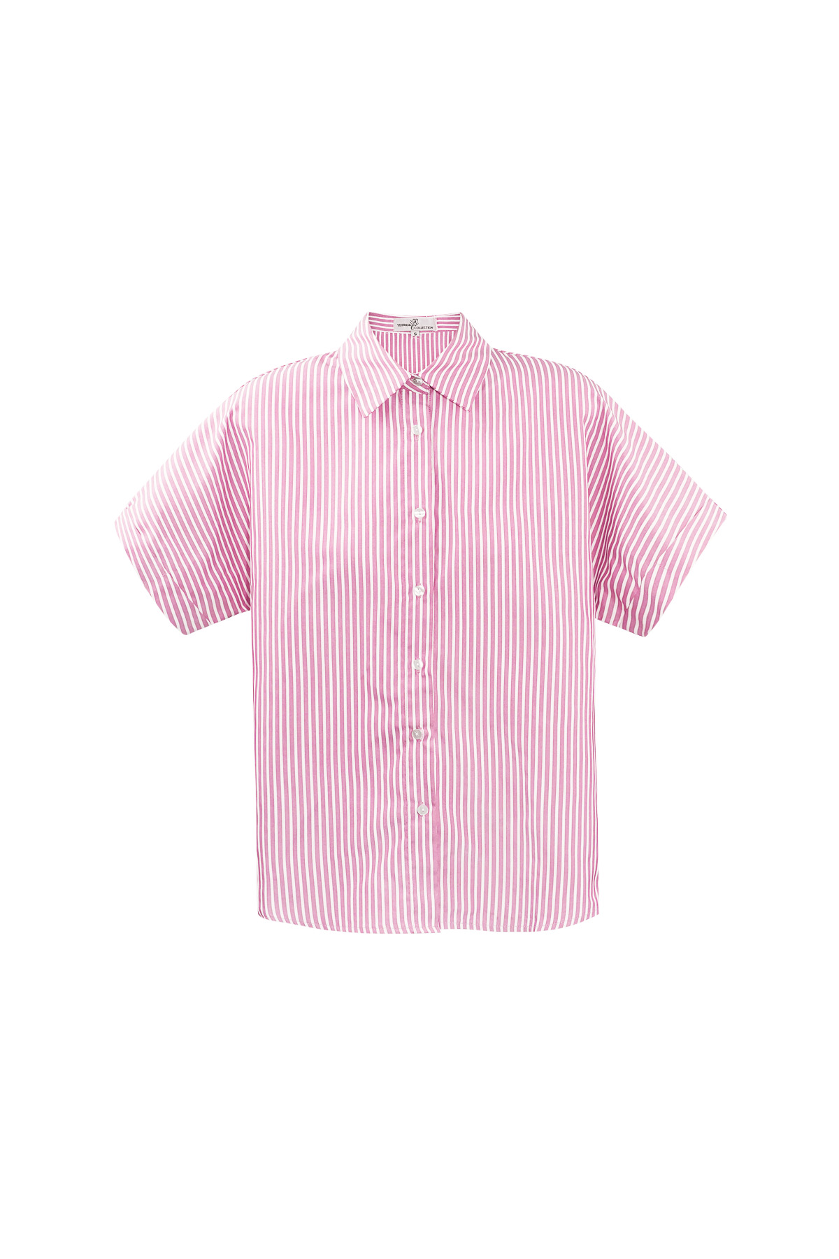 Gestreepte blouse met korte mouwen - roze 