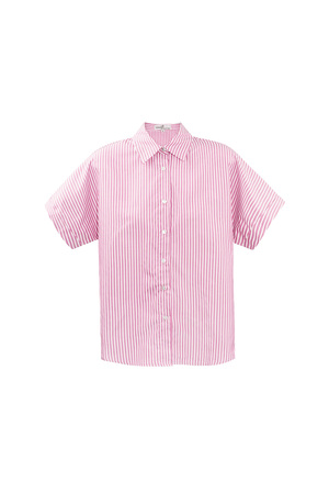 Blusa de rayas con manga corta - rosa  h5 