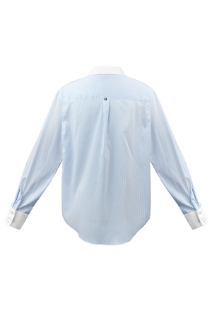 Basic blouse streepjes - wit/blauw h5 Afbeelding7