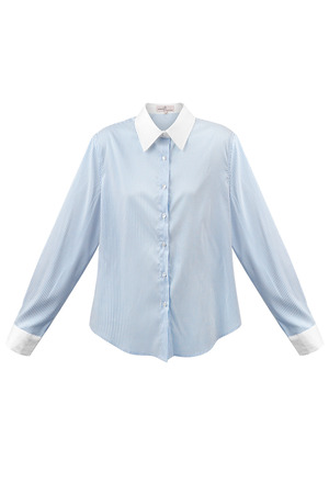 Blusa basic a righe - bianco/blu h5 