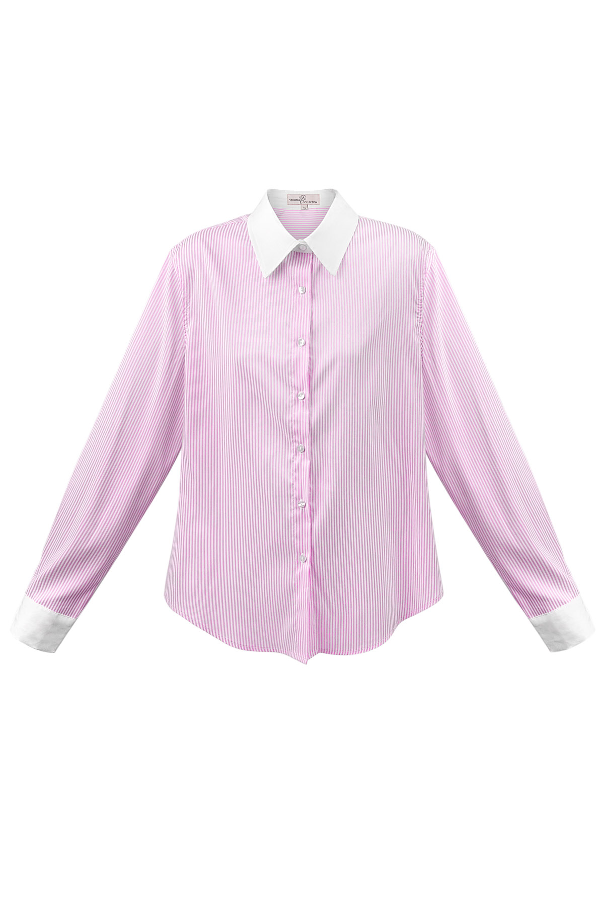 Basic blouse streepjes - wit/roze h5 
