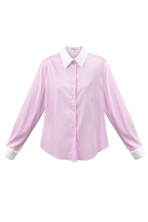 Blusa basic a righe - bianco/rosa h5 