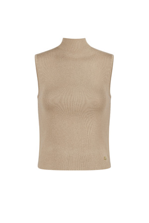 Sleeveless top with low turtleneck large/extra large – beige h5 