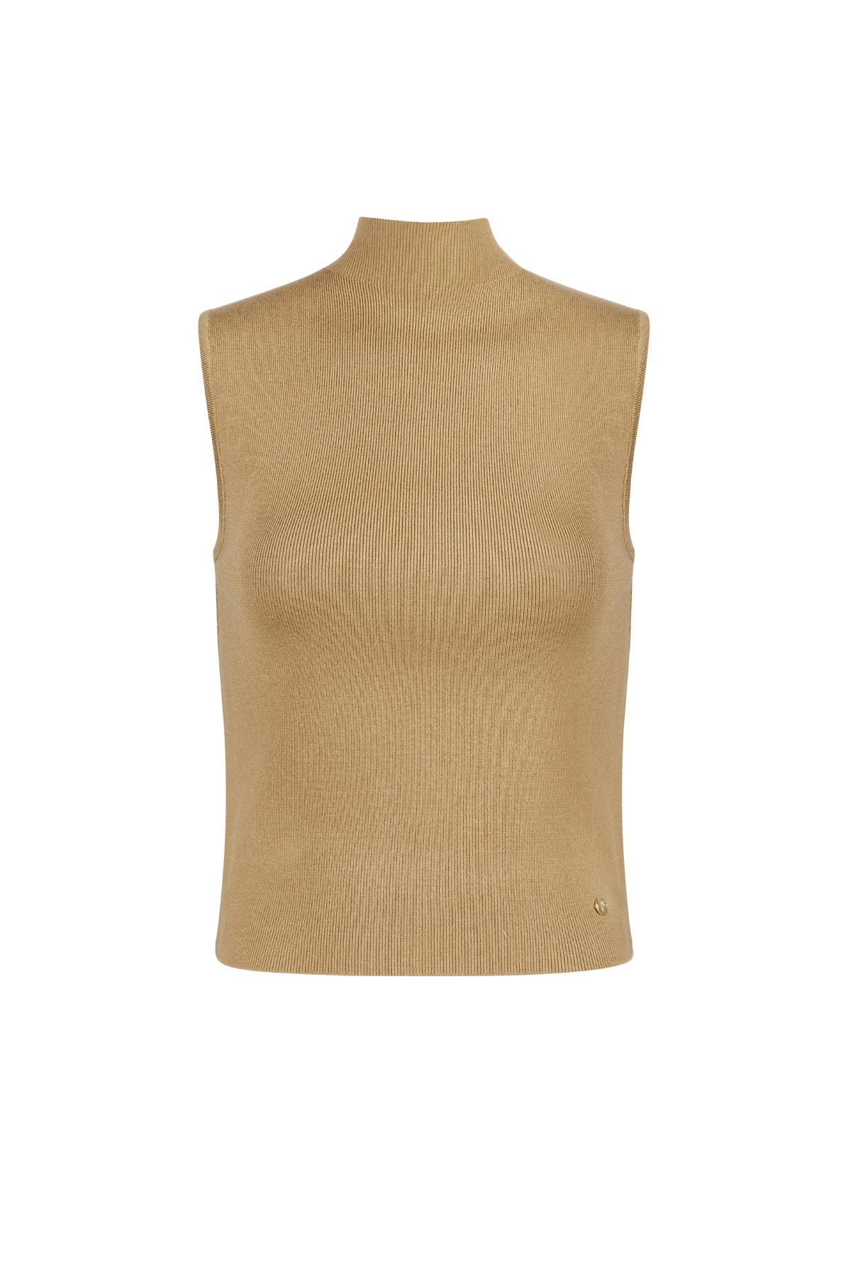 Sleeveless top with low turtleneck large/extra large – brown h5 