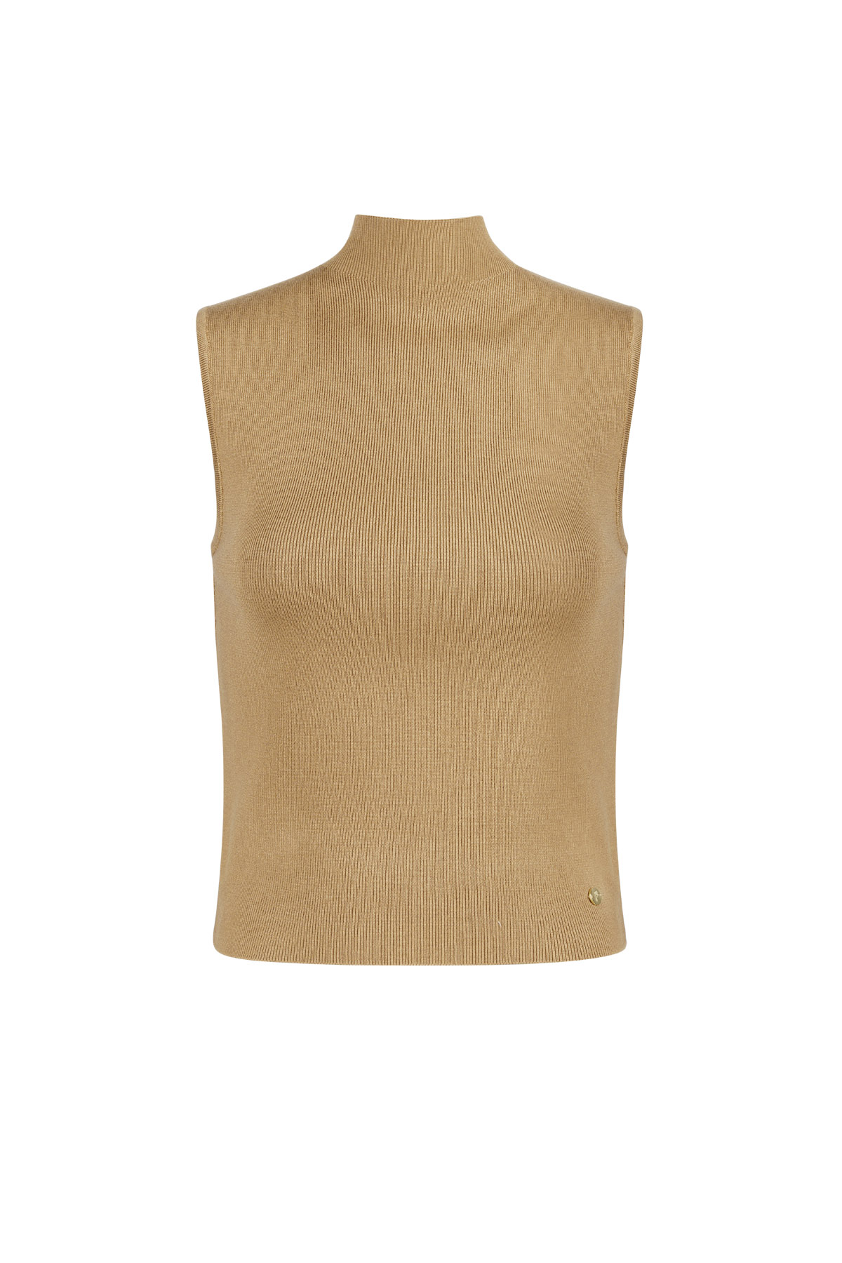 Sleeveless top with low collar small/medium – brown 2